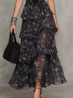 Gothic Floral Corset Tiered Dress